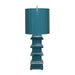 Worlds Away - Turquoise Painted Large Tole Pagoda Lamp W. 13" Dia Painted Tole Shade - LMPHL-TU