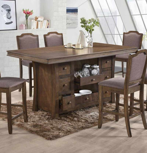 Myco Furniture - Leona 5 Piece Counter Height Table Set in Brownwash - LN200-PT-5SET - GreatFurnitureDeal