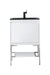 James Martin Furniture - Milan 23.6" Single Vanity Cabinet, Glossy White, Brushed Nickel w-Charcoal Black Composite Top - 801V23.6GWBNKCHB - GreatFurnitureDeal