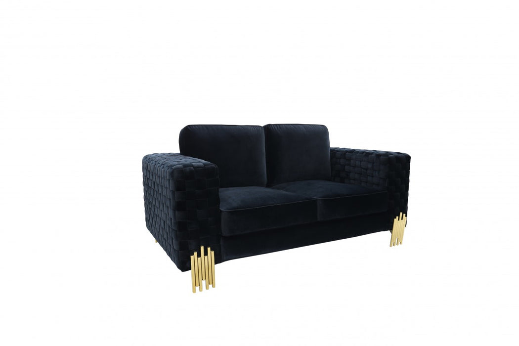 VIG Furniture - Divani Casa Lori Modern Velvet Glam Black & Gold Sofa Set - VGYUHD-1936-BLK-SET