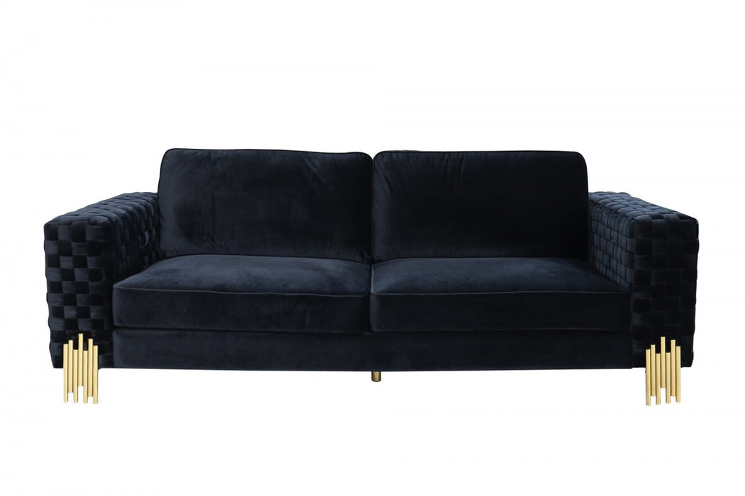 VIG Furniture - Divani Casa Lori Modern Velvet Glam Black & Gold Sofa Set - VGYUHD-1936-BLK-SET - GreatFurnitureDeal