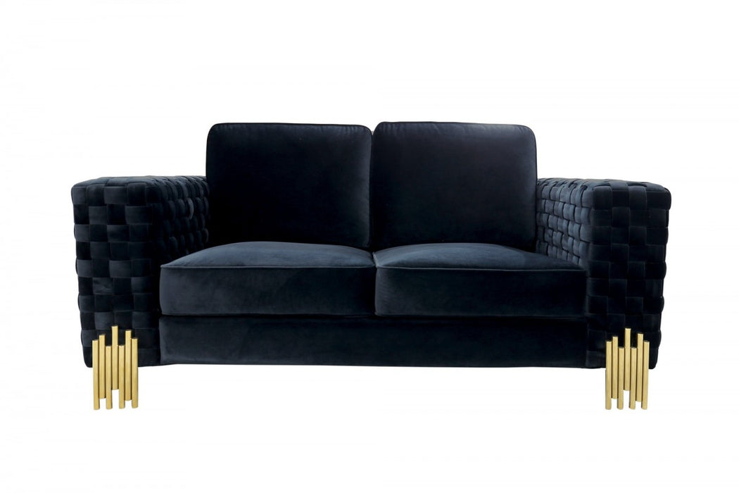 VIG Furniture - Divani Casa Lori Modern Velvet Glam Black & Gold Sofa Set - VGYUHD-1936-BLK-SET