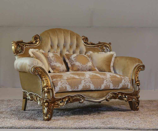 European Furniture - Alexsandra Luxury Loveseat in Golden Brown - Antique Silver - 43553-L - GreatFurnitureDeal