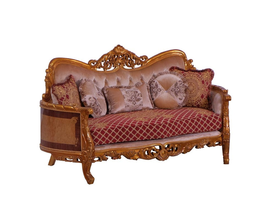 European Furniture - Modigliani 3 Piece Luxury Living Room Set in Red and Gold - 31058-SLC - GreatFurnitureDeal