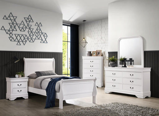 Myco Furniture - Louis Philippe 3 Piece Twin Bedroom Set in White - LP199-T-3SET - GreatFurnitureDeal