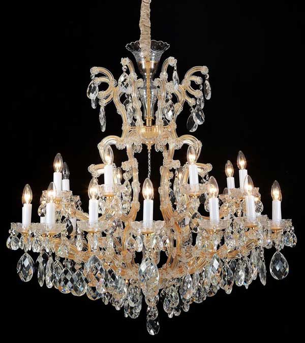 AICO Furniture - La Scala Cognac Glass Gold 19 Light Chandelier - AIC-LT-CH912-19CGN - GreatFurnitureDeal