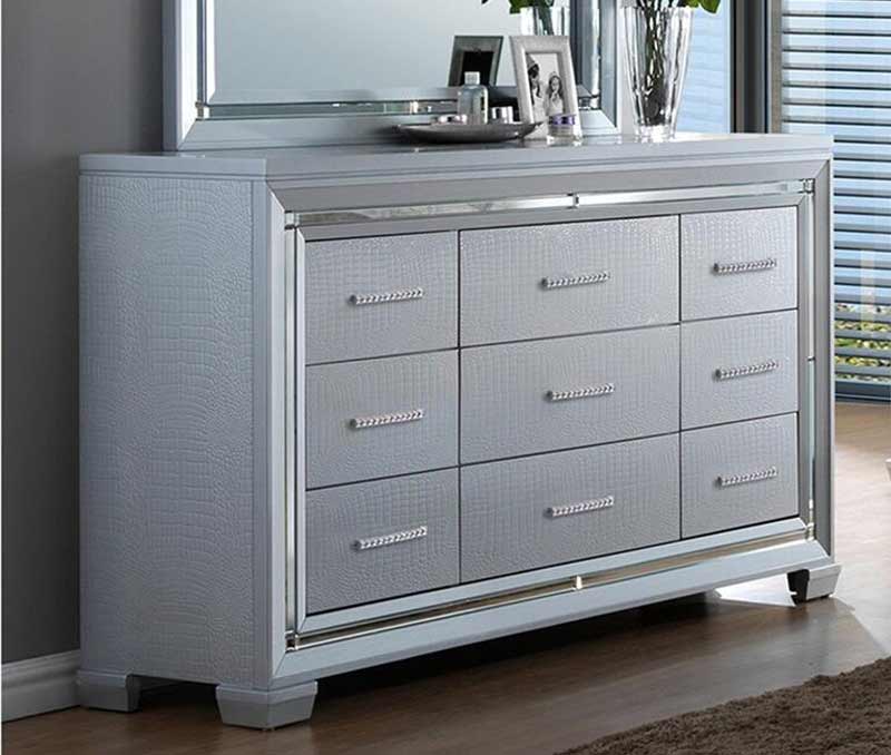 Myco Furniture - Luca Dresser with Mirror in Silver - LU735-DR-M