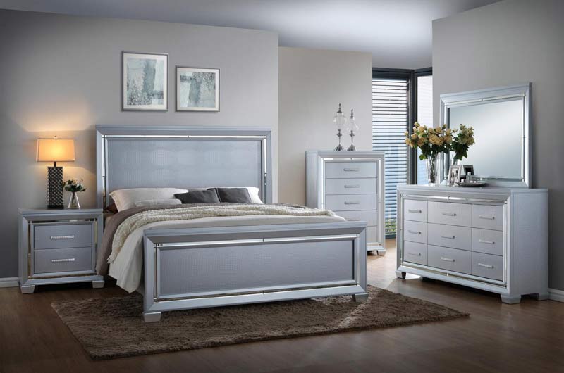 Myco Furniture - Luca Dresser with Mirror in Silver - LU735-DR-M