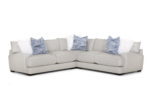Franklin Furniture - Luca 3 Piece Leather Stationary Sectional in Ivory - 90959-904-960-IVORY