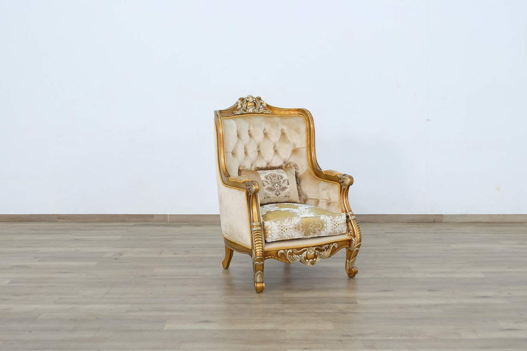 European Furniture - Luxor II 3 Piece Living Room Set in Brown Gold - 68587-3SET