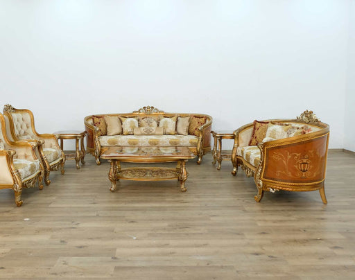 European Furniture - Luxor II 3 Piece Living Room Set in Brown Gold - 68587-3SET - GreatFurnitureDeal