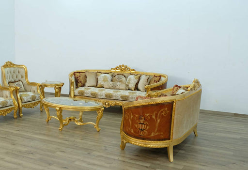 European Furniture - Luxor 3 Piece Living Room Set in Gold Leaf - 68584-3SET - GreatFurnitureDeal