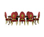 European Furniture - Luxor 7 Piece Luxury Dining Table Set in Red & Light Gold - 68582-68582R-7SET