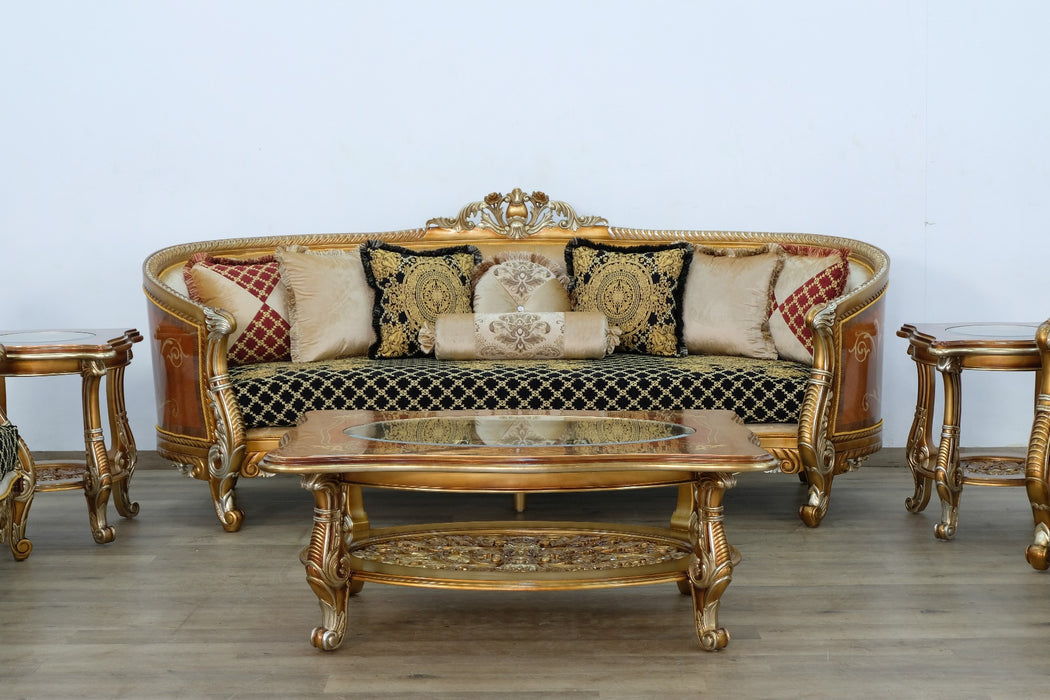 European Furniture - Luxor II 3 Piece Living Room Set in Black Gold - 68586-3SET - GreatFurnitureDeal