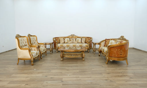 European Furniture - Luxor II 4 Piece Living Room Set in Brown Gold - 68587-4SET - GreatFurnitureDeal