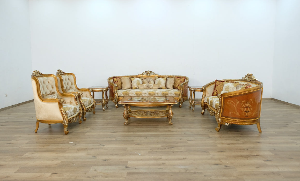 European Furniture - Luxor II 2 Piece Living Room Set in Brown Gold - 68587-2SET