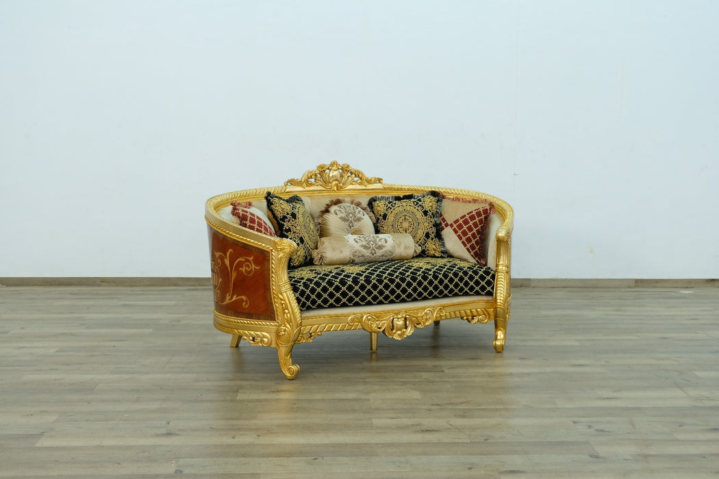 European Furniture - Luxor 2 Piece Living Room Set in Gold Leaf Black - 68585-2SET - GreatFurnitureDeal