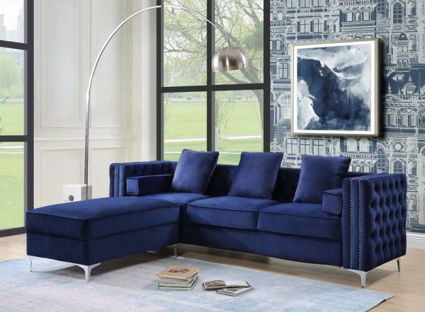 Acme Furniture - Bovasis Ottoman in Blue Velvet - LV00367