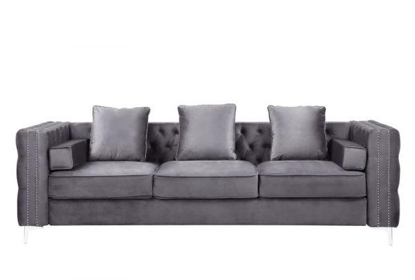 Acme Furniture - Bovasis Sofa in Gray Velvet - LV00368 - GreatFurnitureDeal