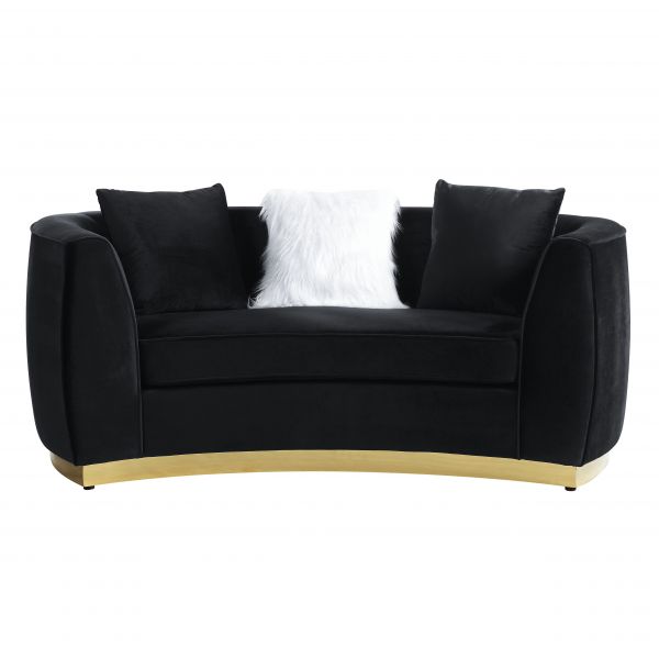 Acme Furniture - Achelle 3 Piece Living Room Set in Black Velvet - LV01045-46-47