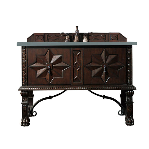 James Martin Furniture - Balmoral 48" Single Vanity Cabinet, Antique Walnut, w/ 3 CM Cala Blue Quartz Top - 150-V48-ANW-3CBL - GreatFurnitureDeal