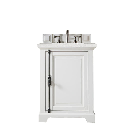 James Martin Furniture - Providence 26" Single Vanity Cabinet, Bright White, w- 3 CM Eternal Serena Quartz Top - 238-105-V26-BW-3ESR - GreatFurnitureDeal