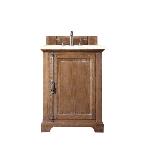 James Martin Furniture - Providence 26" Single Vanity Cabinet, Driftwood, w- 3 CM Eternal Marfil Quartz Top - 238-105-V26-DRF-3EMR - GreatFurnitureDeal