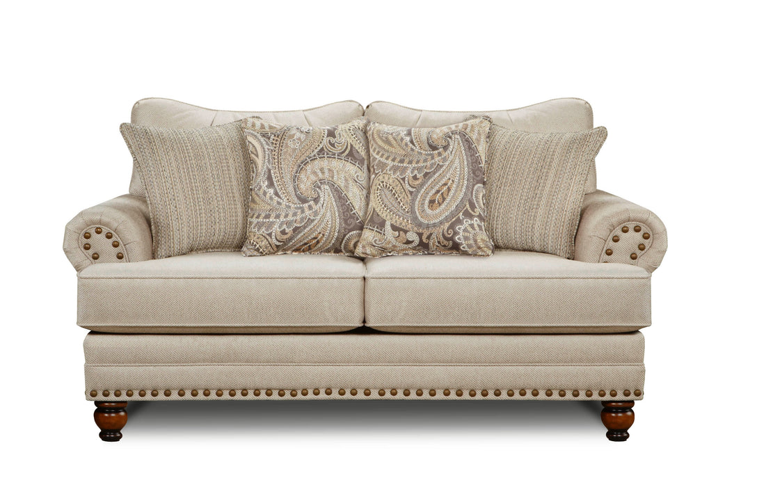 Southern Home Furnishings - 2821 Carys Doe Loveseat in Beige - 2821 Carys Doe Loveseat - GreatFurnitureDeal