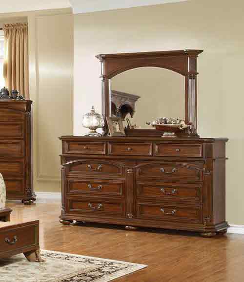 Myco Furniture - Mallory Dresser with Mirror in Brown - MA220-DR-M - GreatFurnitureDeal