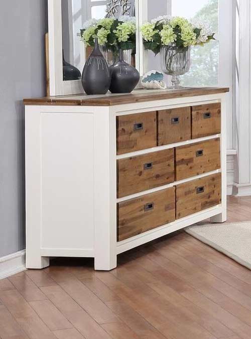 Myco Furniture - Maxwell Dresser with Mirror in White, Natural - MA355-DR-M - GreatFurnitureDeal