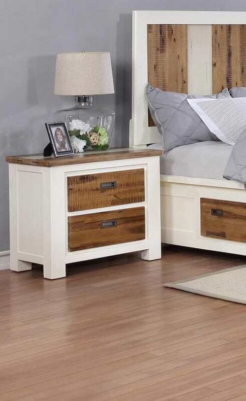 Myco Furniture - Maxwell 3 Piece Storage Queen Bedroom Set in White, Natural - MA355-Q-3SET - GreatFurnitureDeal