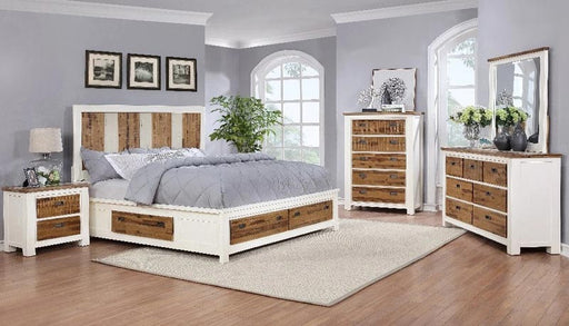Myco Furniture - Maxwell 5 Piece Storage Queen Bedroom Set in White, Natural - MA355-Q-5SET - GreatFurnitureDeal