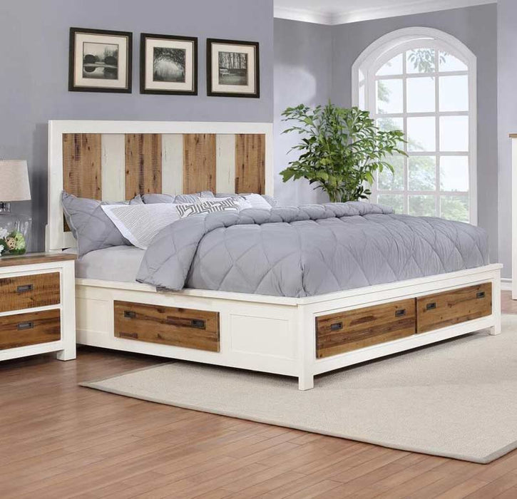 Myco Furniture - Maxwell 6 Piece Storage Queen Bedroom Set in White, Natural - MA355-Q-6SET - GreatFurnitureDeal