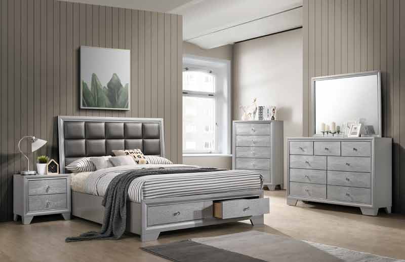 Myco Furniture - Mia 3 Piece King Bedroom Set in Silver - MA400-K-3SET - GreatFurnitureDeal