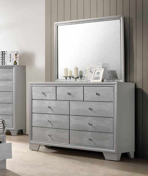 Myco Furniture - Mia Dresser with Mirror in Silver - MA400-DR-M - GreatFurnitureDeal