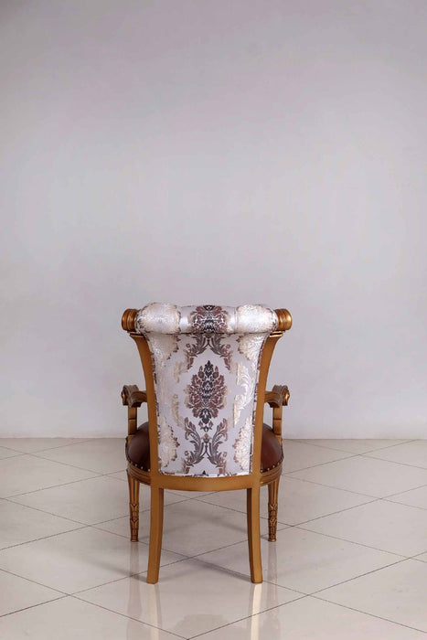 European Furniture - Maggiolini 7 Piece Dining Room Set in Brown and Gold Leaf - 61952-7SET - GreatFurnitureDeal