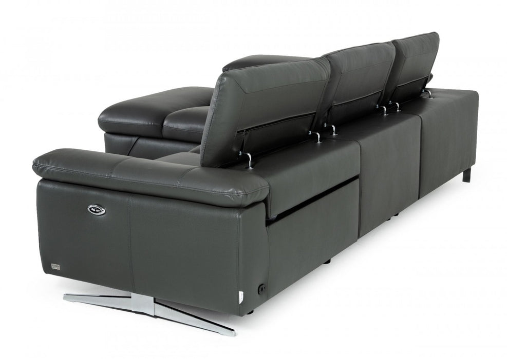 VIG Furniture - Divani Casa Maine - Modern Dark Grey Eco-Leather Sectional Sofa w- Recliner - VGKNE9104-DK-GRY - GreatFurnitureDeal