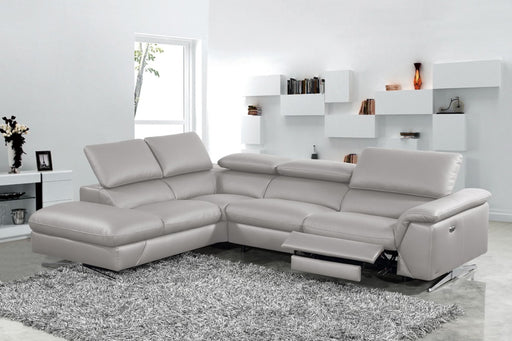 VIG Furniture - Divani Casa Maine - Modern Medium Grey Eco-Leather RAF Chaise Sectional Sofa w- Recliner - VGKNE9104-E9105-MGRY-RAF - GreatFurnitureDeal