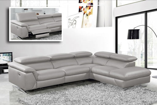 VIG Furniture - Divani Casa Maine - Modern Medium Grey Eco-Leather RAF Chaise Sectional Sofa w- Recliner - VGKNE9104-E9105-MGRY-RAF-CLEARANCE - GreatFurnitureDeal