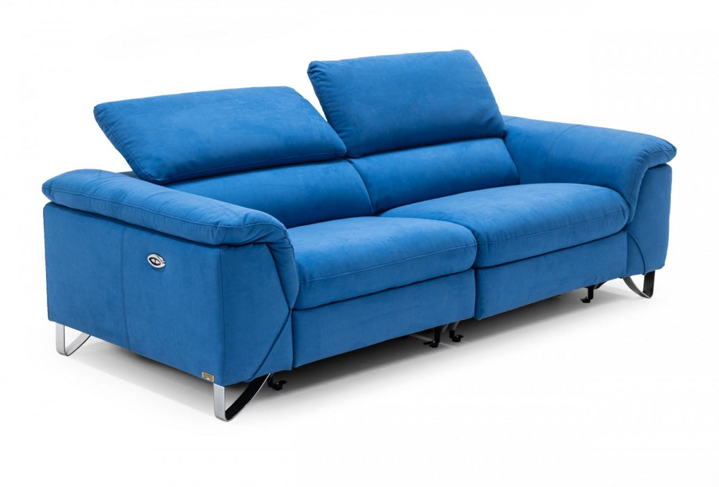 VIG Furniture - Divani Casa Maine Modern Royal Blue Fabric Sofa w- Electric Recliners - VGKNE9104-E9-BLU-3-S