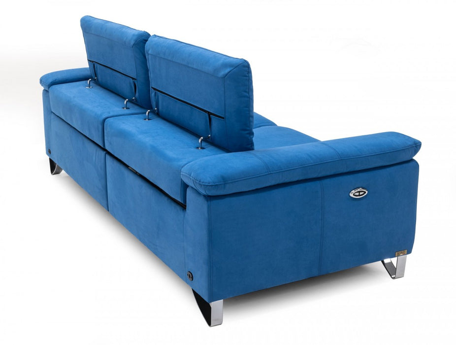 VIG Furniture - Divani Casa Maine Modern Royal Blue Fabric Sofa w- Electric Recliners - VGKNE9104-E9-BLU-3-S