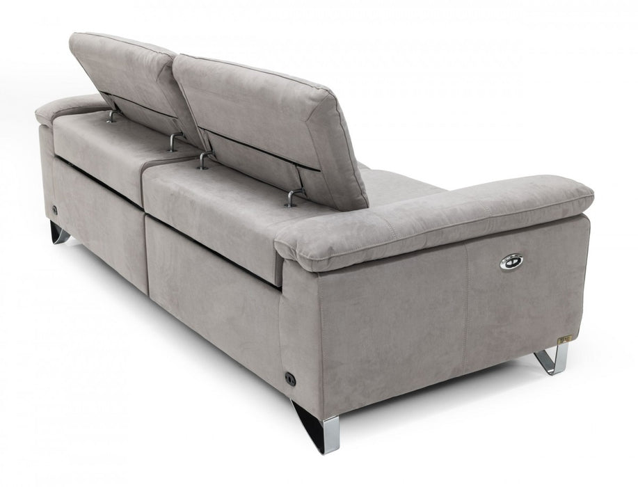 VIG Furniture - Divani Casa Maine Modern Light Grey Fabric Sofa w- Electric Recliners - VGKNE9104-E9-LGRY-3-S - GreatFurnitureDeal