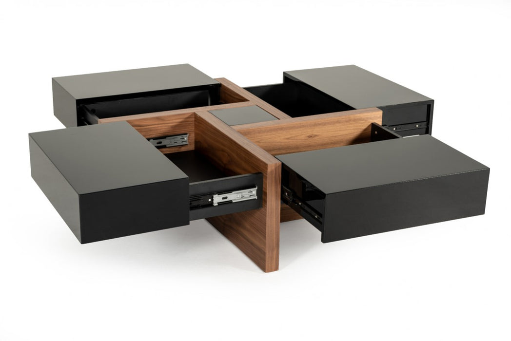 VIG Furniture - Modrest Makai Modern Black & Walnut Coffee Table - VGBBLE624E-BLK