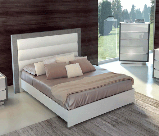 ESF Furniture - Mangano Queen Bed in High Gloss White - MANGANOBEDQ.S - GreatFurnitureDeal