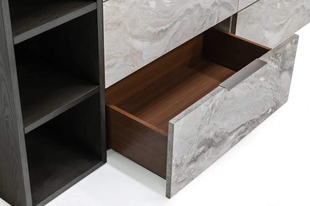 VIG Furniture - Nova Domus Maranello Modern Grey Wash & Faux Marble Dresser - VGMAMQT-S25-BR-121-GRY-DRS - GreatFurnitureDeal