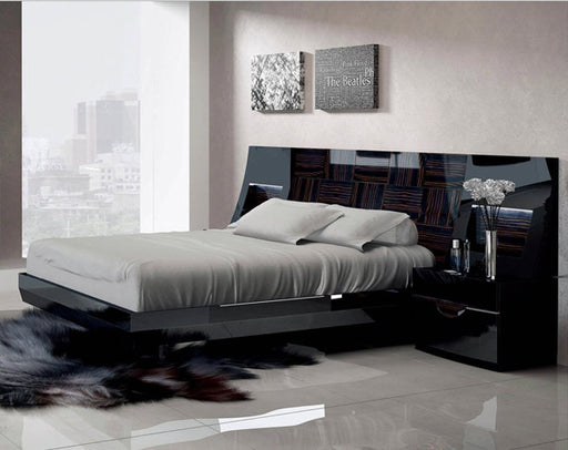 ESF Furniture - Marbella Queen Platform Bed in Glossy Black - MARBELLAPLATFORMQ.S - GreatFurnitureDeal