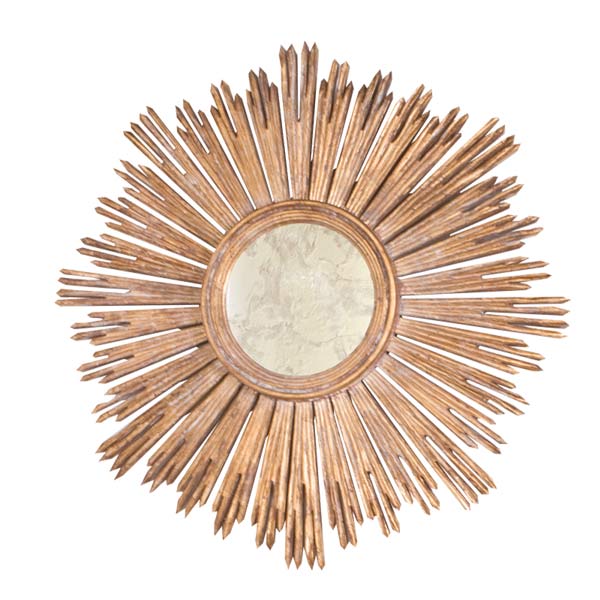 Worlds Away - Handcarved Gold Leaf Starburst Mirror - MARGEAUX G - GreatFurnitureDeal