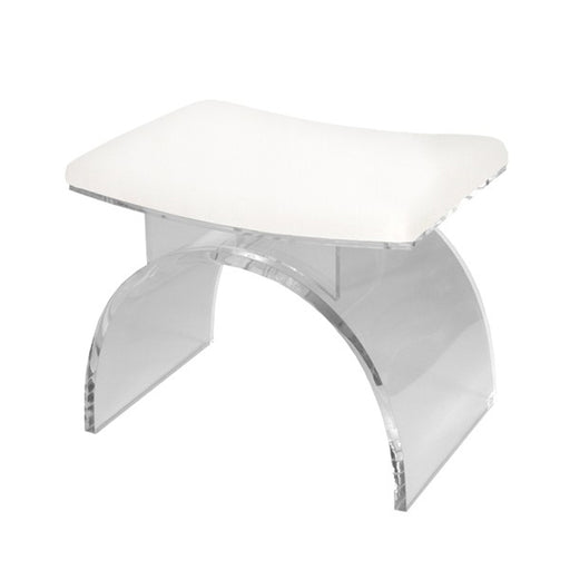 Worlds Away - Lucite Arched Stool Base With White Linen Cushion - MARLOWE WH - GreatFurnitureDeal