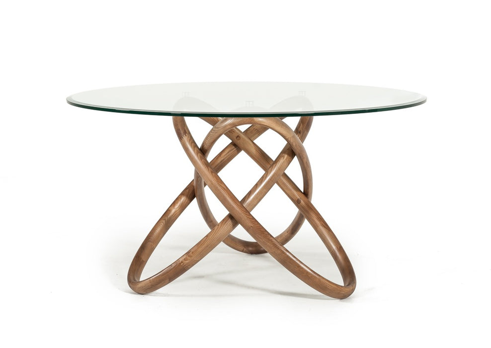 VIG Furniture - Modrest Mason Modern Round Glass & Walnut Dining Table - VGCSDT-16138