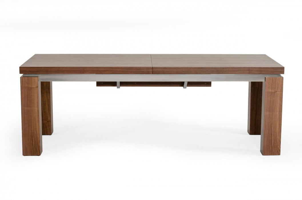 VIG Furniture - Modrest Maxi - Modern Walnut & Stainless Steel Dining Table - VGGU677XT-WAL-DT